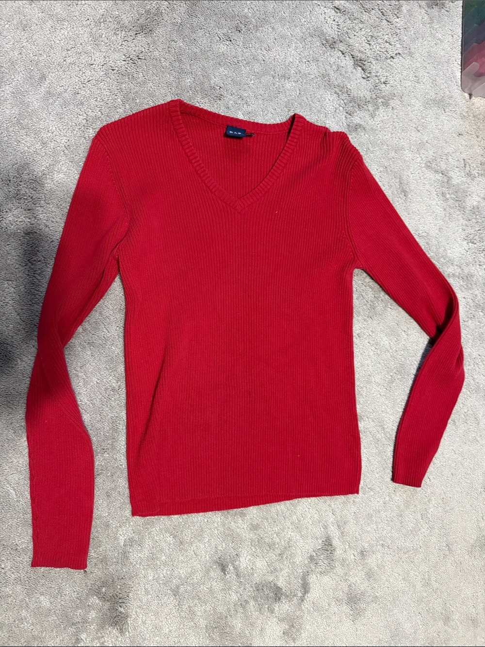 GAP Red V-Neck Ribbed Sweater